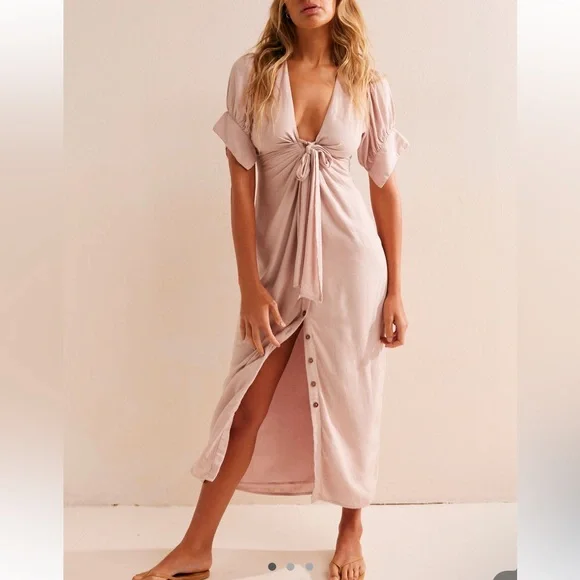 NWT Free people vintage summer midi dress in Lima bean size XS - Picture 2 of 12